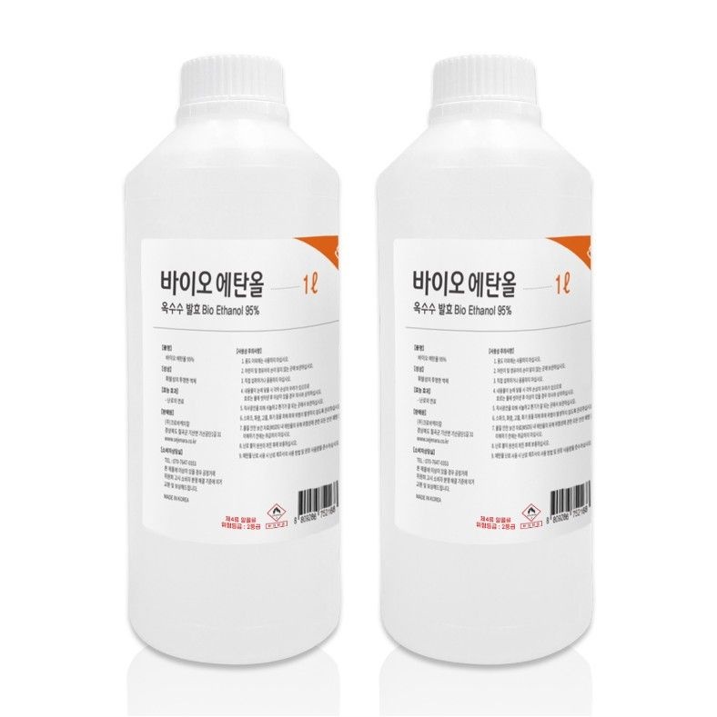 무수 에탄올 99% 청소용 소독용 에틸 ETHANOL 식물성 바이오 알코올 1L 2개