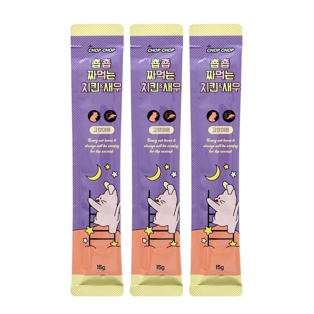 춉춉 짜먹는 고양이스틱 치킨/새우 15g X 120개 1박스
