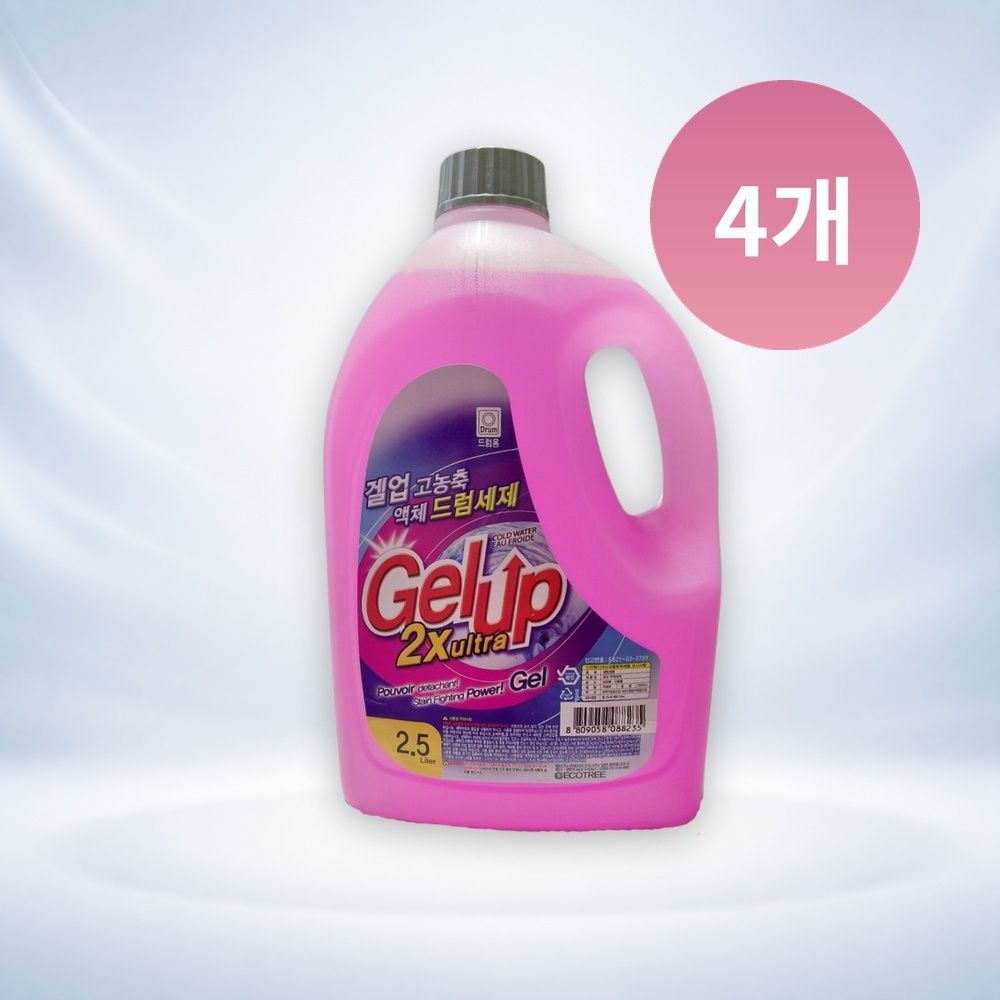 에코트리 겔업 2x 울트라 고농축 드럼용 액체 세탁세제 2.5L 4개