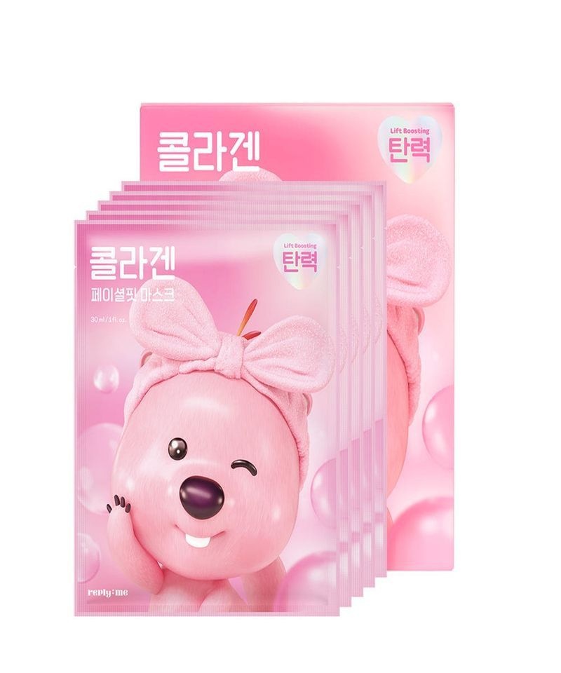 REPLYME 매장정품 REPLYME 리플라이미X잔망루피 콜라겐 페이셜핏 탄력 마스크팩 5매