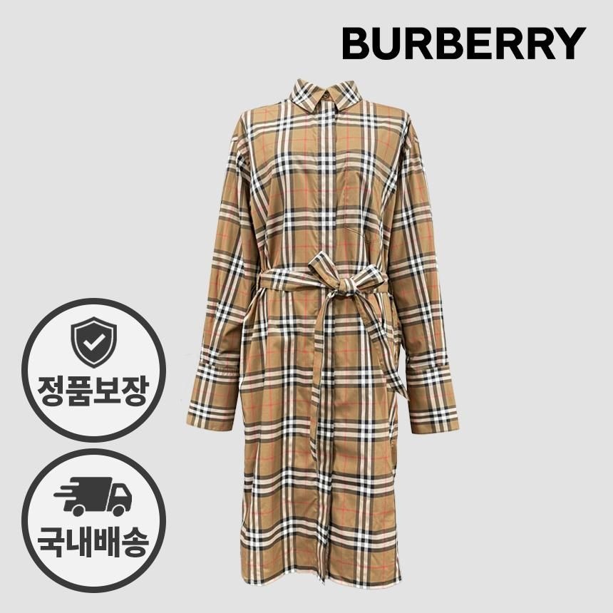 버버리 IVERY 아이베리 체크 셔츠 원피스 80843091 80834771 브라운