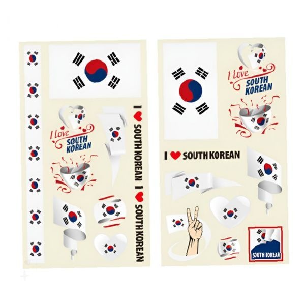 ㈜태성커머스 협력업체 애국 응원 바디 페인팅 형광 타투 스티커 세트 월드컵 국가대표 경기 축제 이벤트