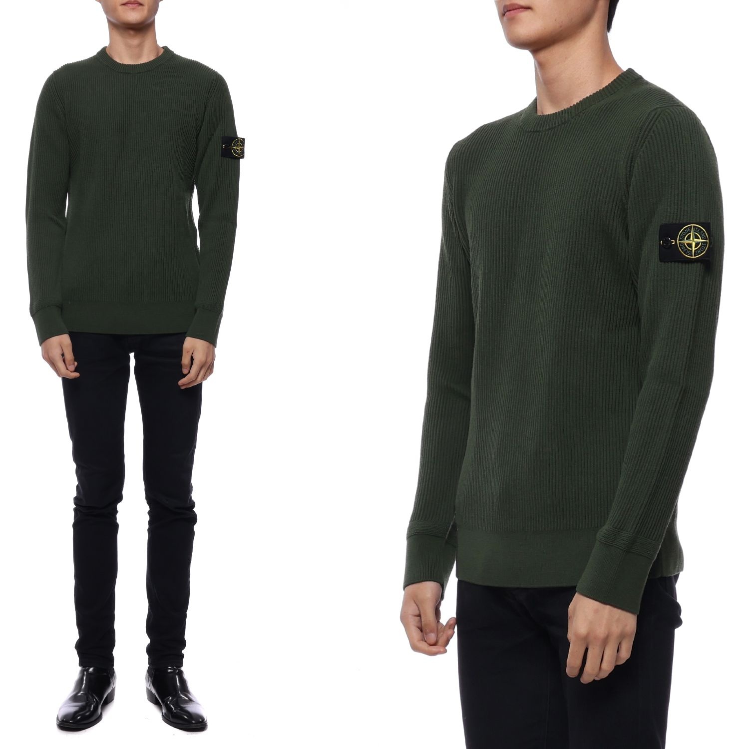 스톤아일랜드 남성와펜 패치 울 니트 (7715553C2_V0058_22F)