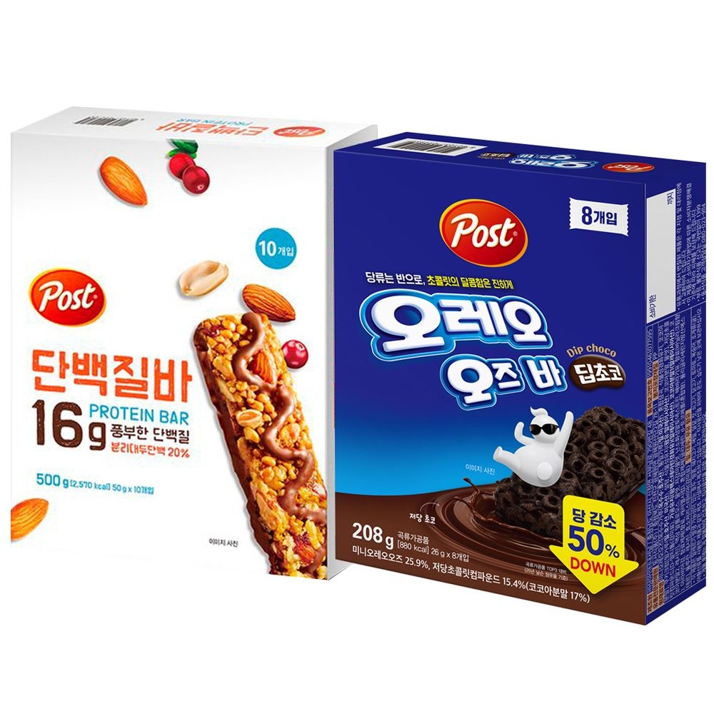 포스트 단백질바 500g+오레오오즈 딥초코바 208g