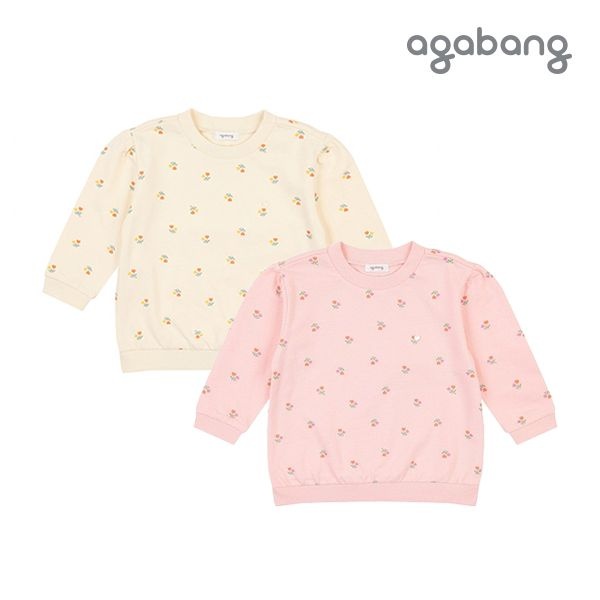 [아가방 가을]리프플라워맨투맨티셔츠(CREAM,PINK)_01Q551003