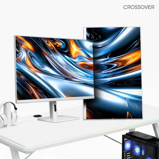 크로스오버 32QD100WM IPS WQHD 81cm 피벗 화이트 사무용 게이밍 컴퓨터 모니터
