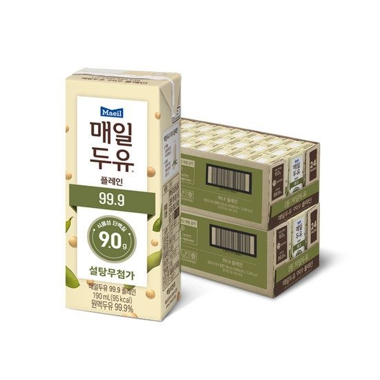 <매장정품> 매일유업 매일두유 99.9 플레인 2박스 (190ml X 48팩) 297462