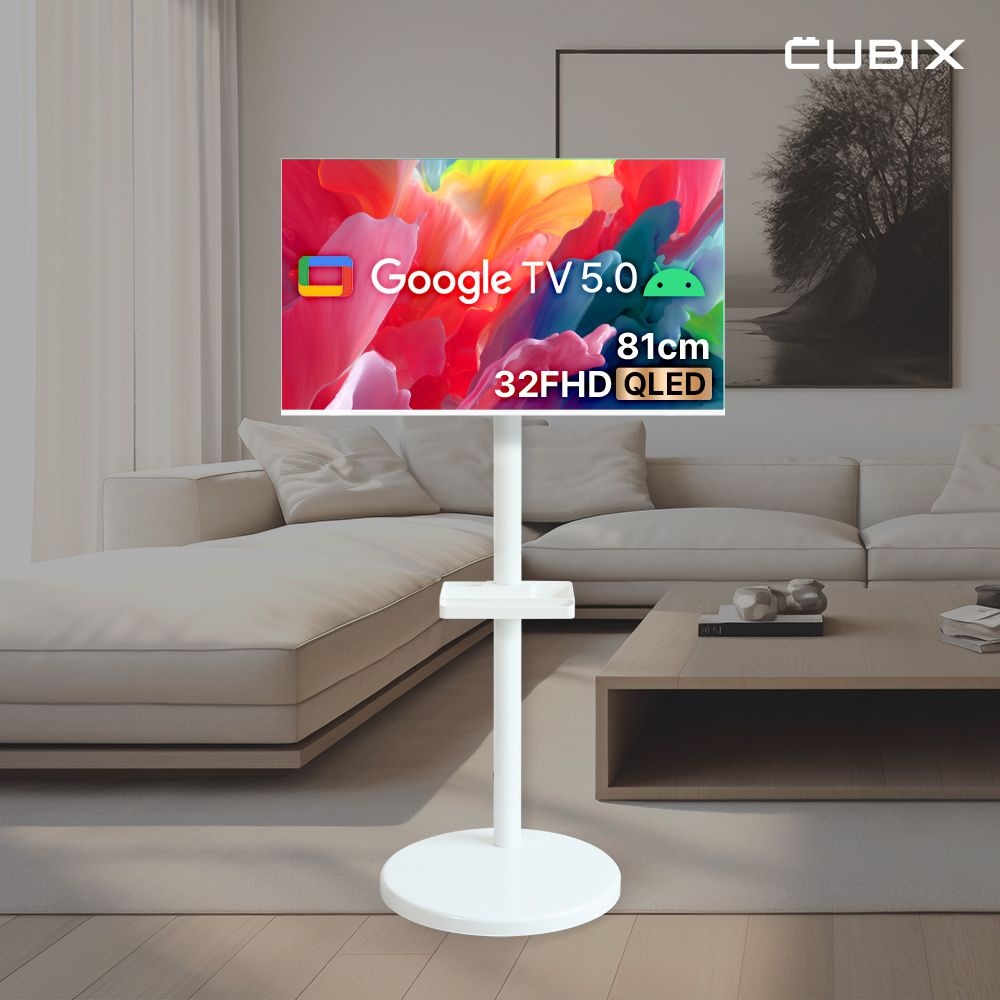 [오늘출발] 무빙큐빅스 화이트에디션 32인치 FHD QLED 삼탠바이미 이동식 스마트 TV 삼텐바이미 중소바이미 스탠바이미