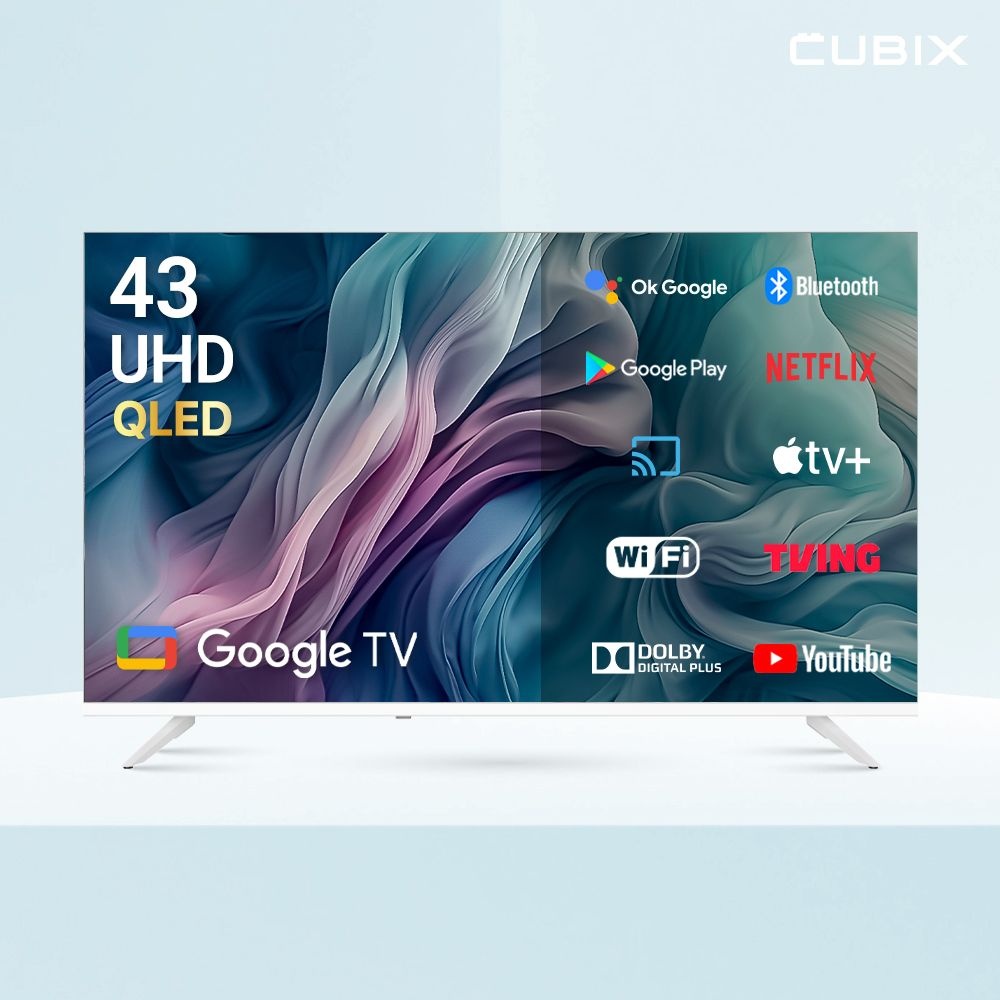 무빙큐빅스 화이트에디션 43인치 4K UHD QLED 삼탠바이미 이동식 스마트 TV 삼텐바이미 중소바이미 스탠바이미