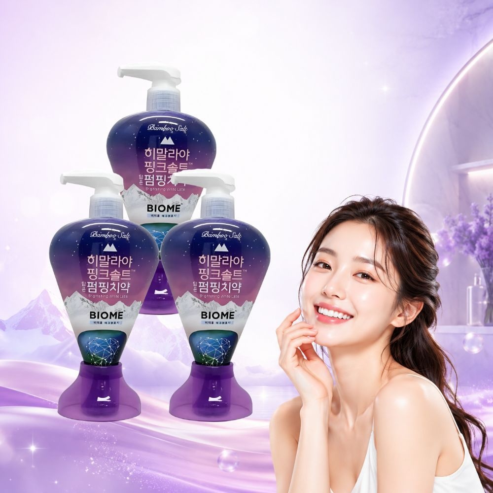 히말라야 핑크솔트 펌핑치약 바이옴 285g 3개
