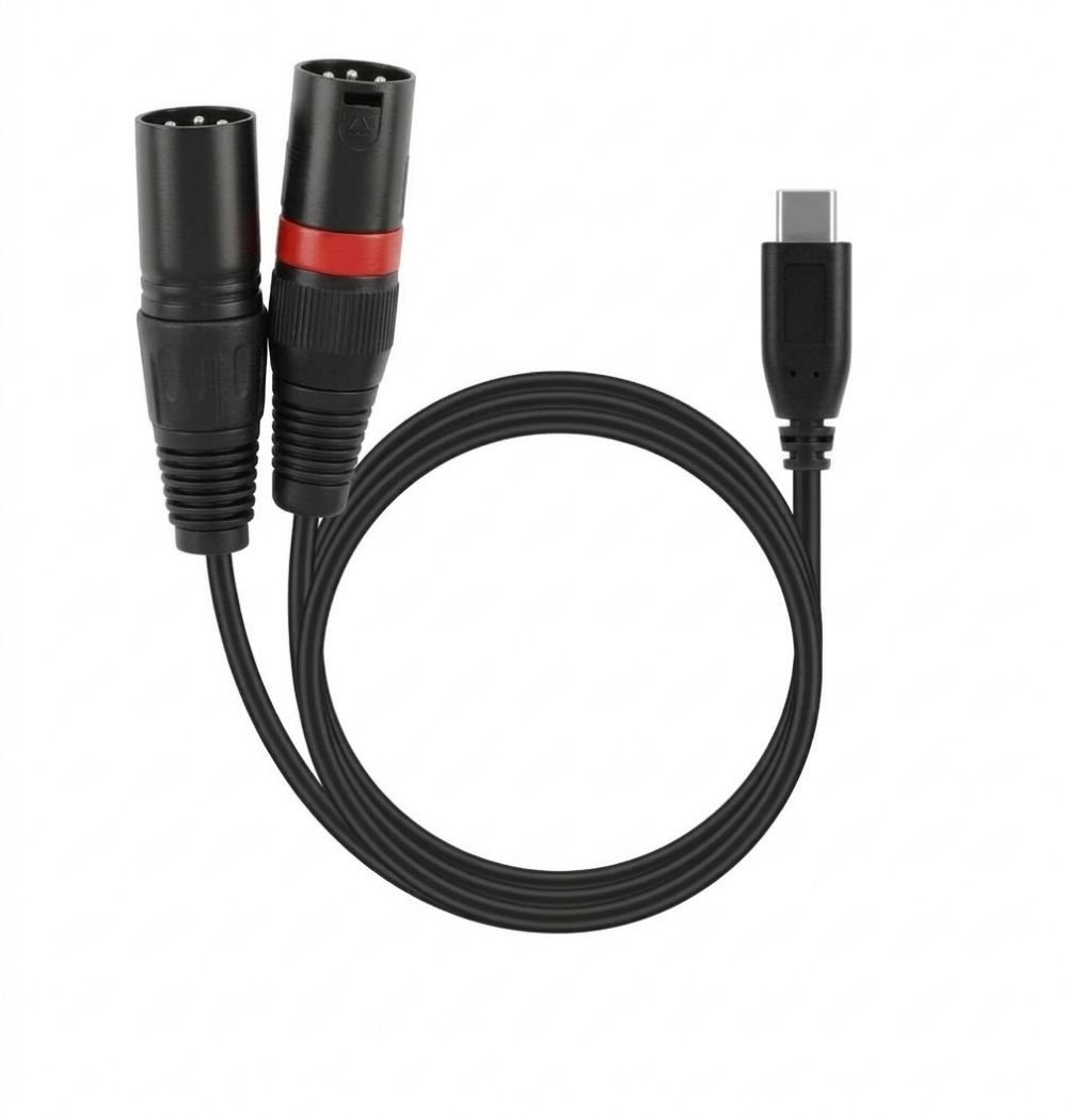 USB C타입 to XLR X2 1M 연장 3핀 Y형 케이블선 스마트폰 노트북 태블릿PC 유선 마이크 스피커 오디오 앰프