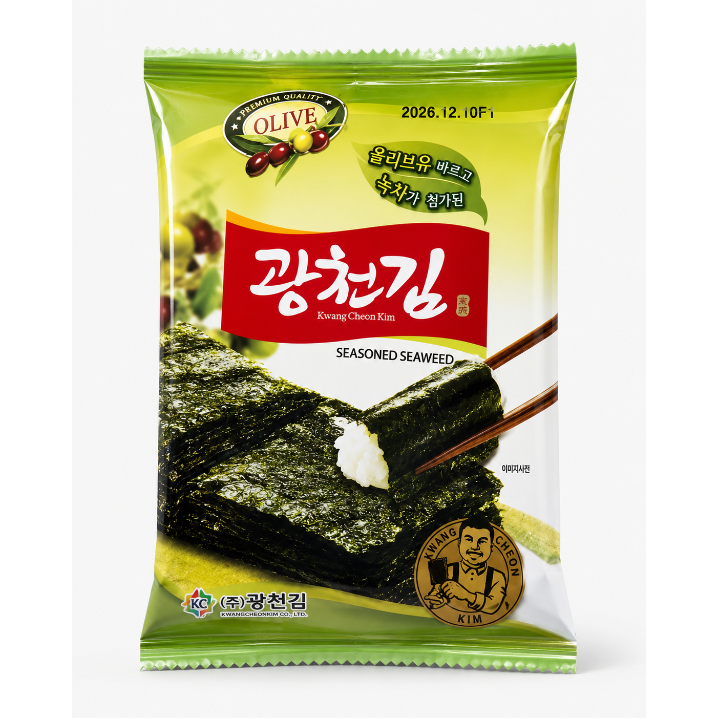 광천김 올리브유 녹차 도시락김 5g 54봉 / 올리브유로 바삭 하게 구운 김 수량1개