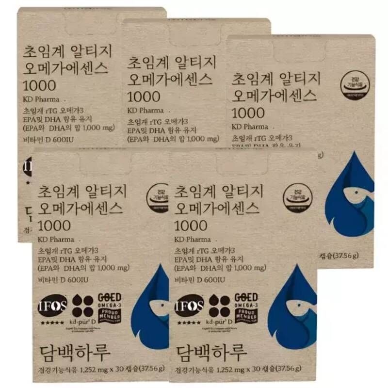 담백하루 오메가3 초임계 추출 rTG 에센스 1000 30캡슐 간편 하루 영양 루틴