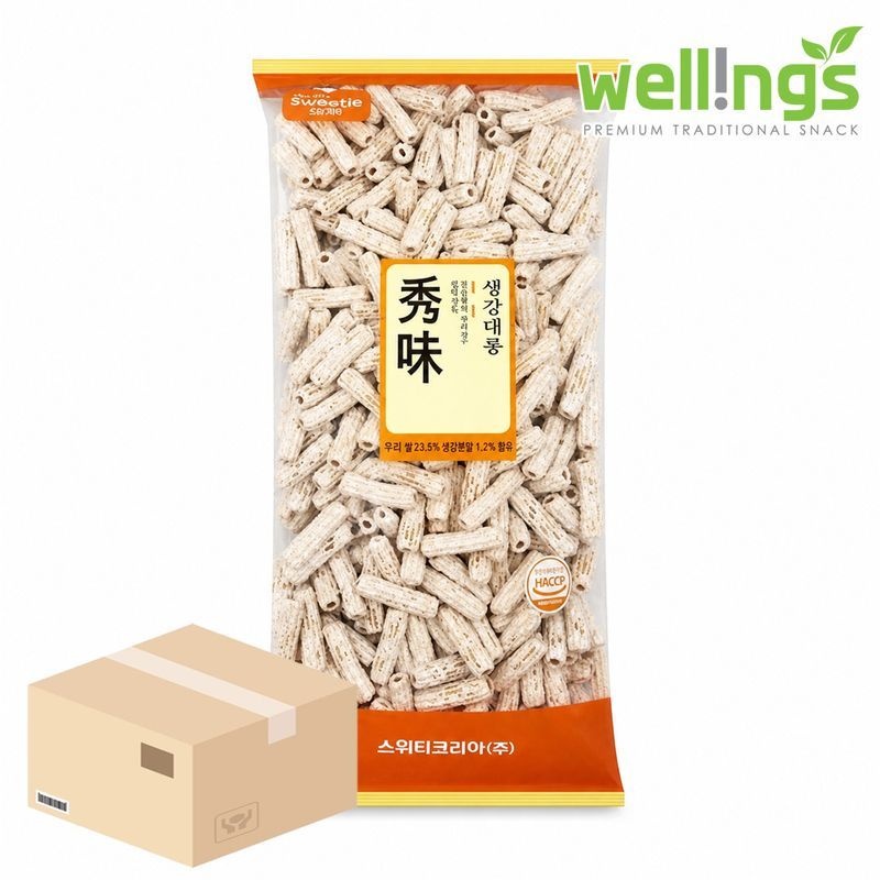 스위티코리아 업소용 대용량 추억의 옛날 과자 인간사료 생강대롱 1kg x 4개 (1Box) (생강대롱 1kg x 4개 (1Box))