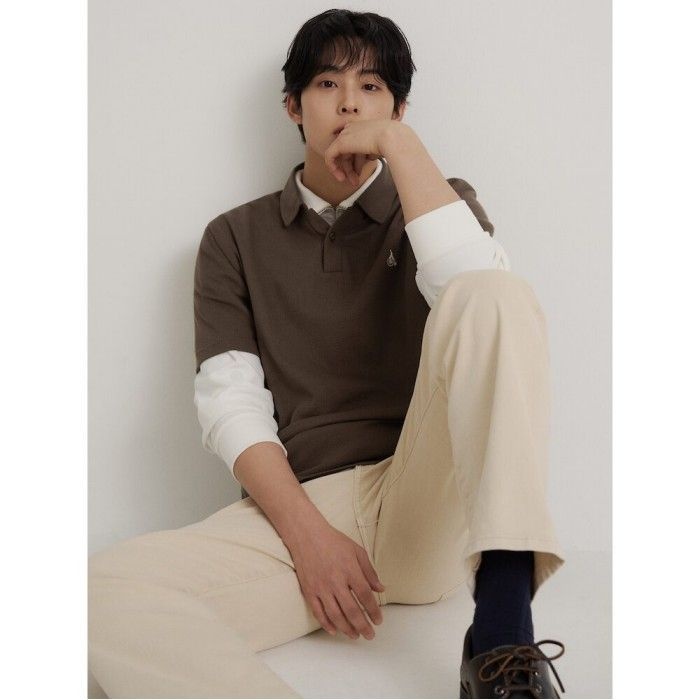 [26SS 30%OFF] 오픈넥 소프트 반달피케 티셔츠 브라운 BC6342C33D