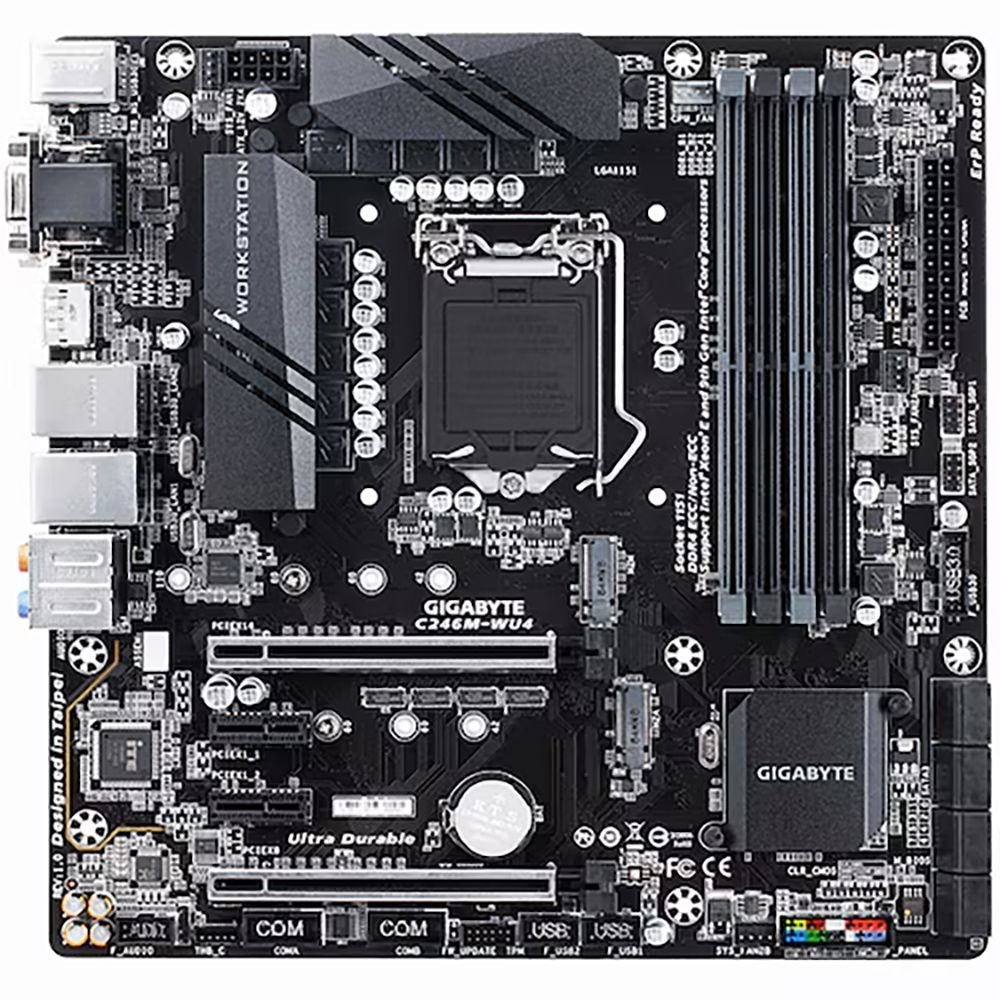 GIGABYTE C246M-WU4 ATX 1151v2 소켓 8세대 9세대 서버용 메인보드 백패널 포함