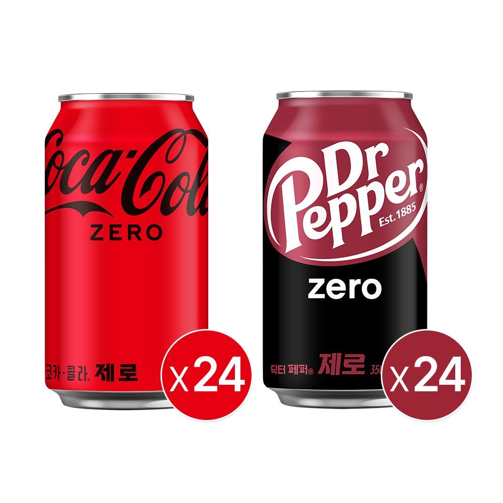 (본사직영)코카콜라 제로 350ml캔 24개입+닥터페퍼 제로350ml캔 24개입 _분리배송