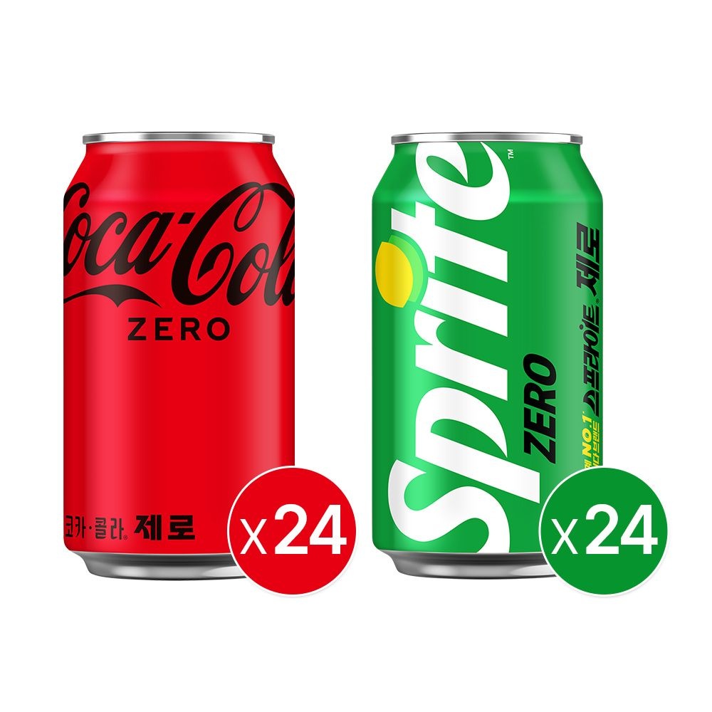 (본사직영)코카콜라 제로 350ml캔 24개입+스프라이트 제로 350ml캔 24개입_분리배송
