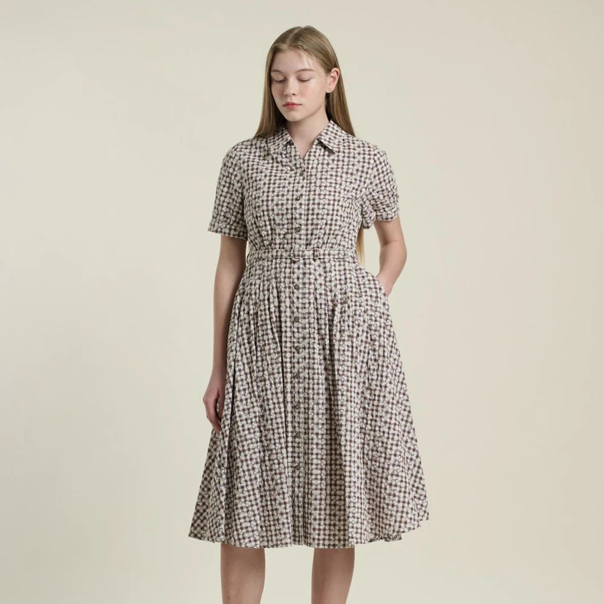 BCBG [패션플러스][BCBG]여름 신상  플라워 카라 원피스 B6B3O60174 / 애플아울렛