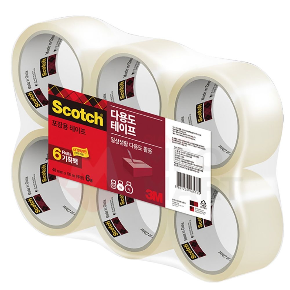 3M 스카치 다용도 포장용 테이프 3615-6 (6개입) 48mm X 50m 투명 갈색 박스 테이프