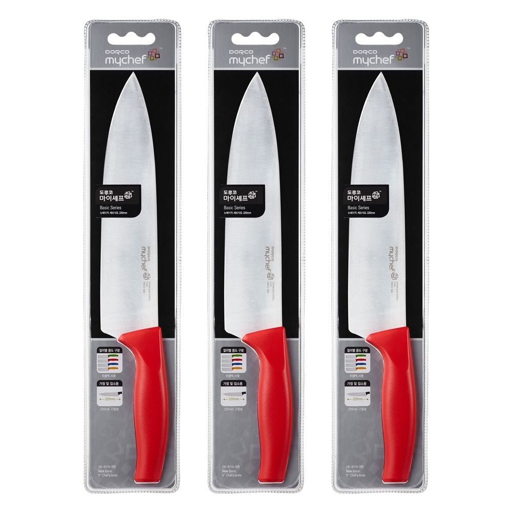 도루코 마이셰프 뉴베이직 셰프식도 레드 220mm X 3개