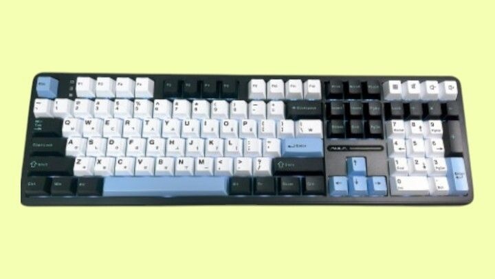 AULA F108 유무선 독거미 한글 기계식 키보드 스카이 블랙 저소음 바다축
