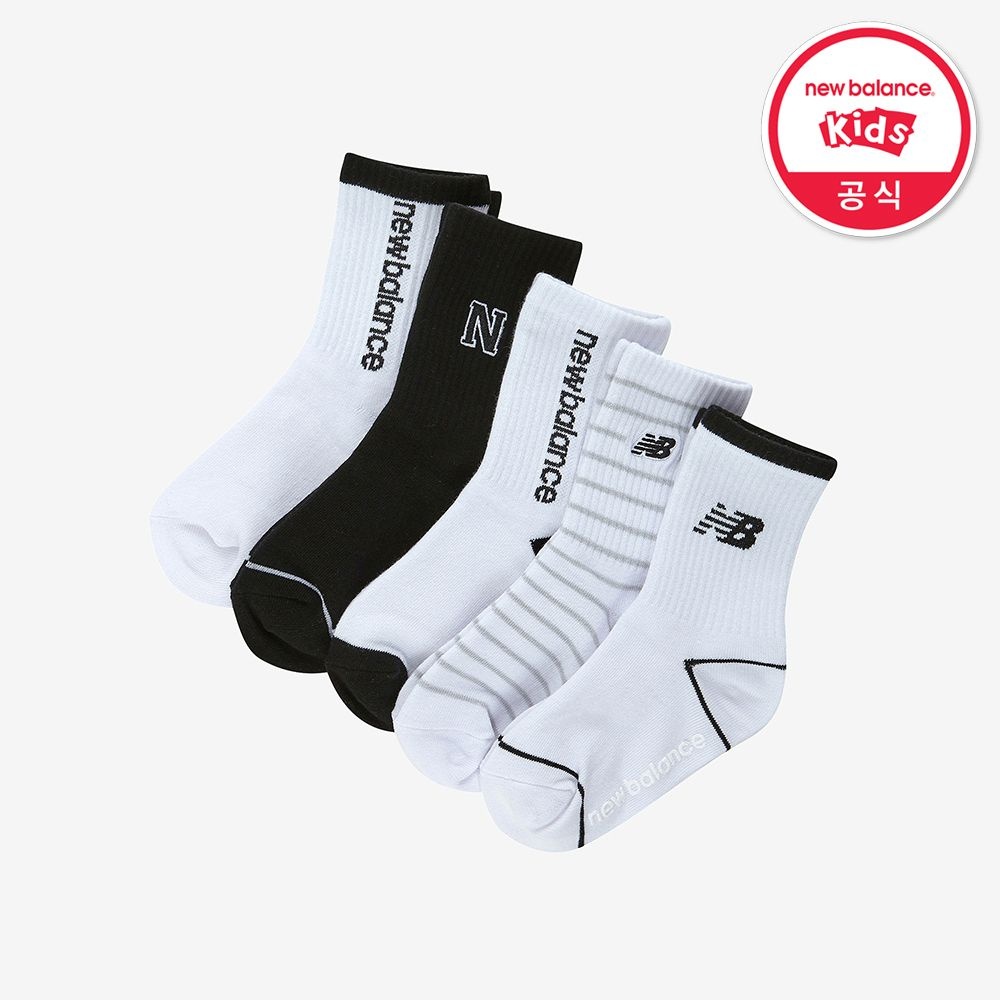 뉴발란스 키즈 [5PCS] 에센셜 장목 양말 박스 NK8EGF205U10