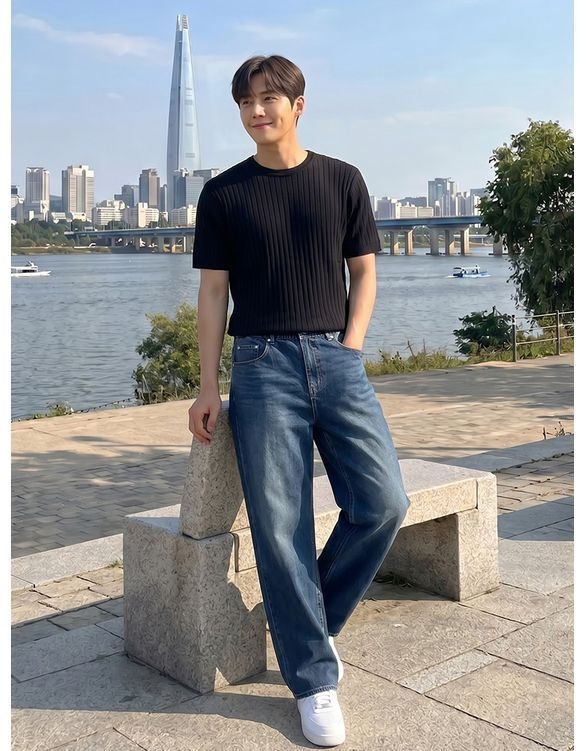 행텐 행텐 남성 경량 쿨맥스 와이드 데님팬츠_20710520-055-411-10 409718