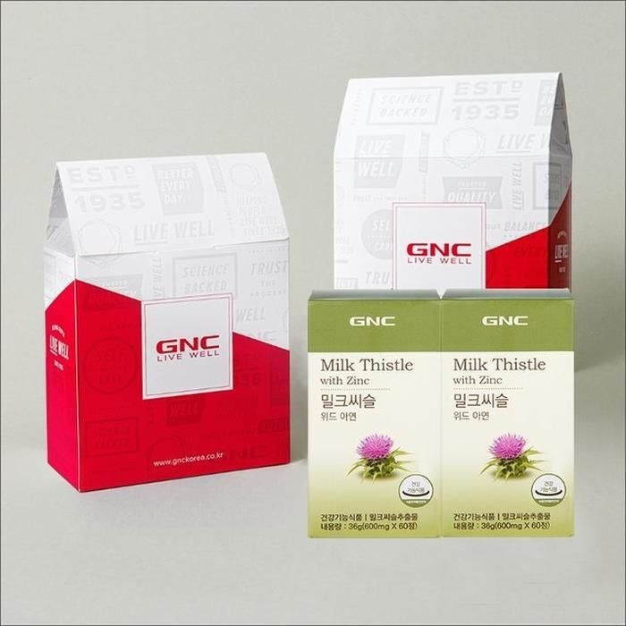 [GNC] 밀크씨슬 위드 아연 600mg 30일분(60정) x 2병 선물세트