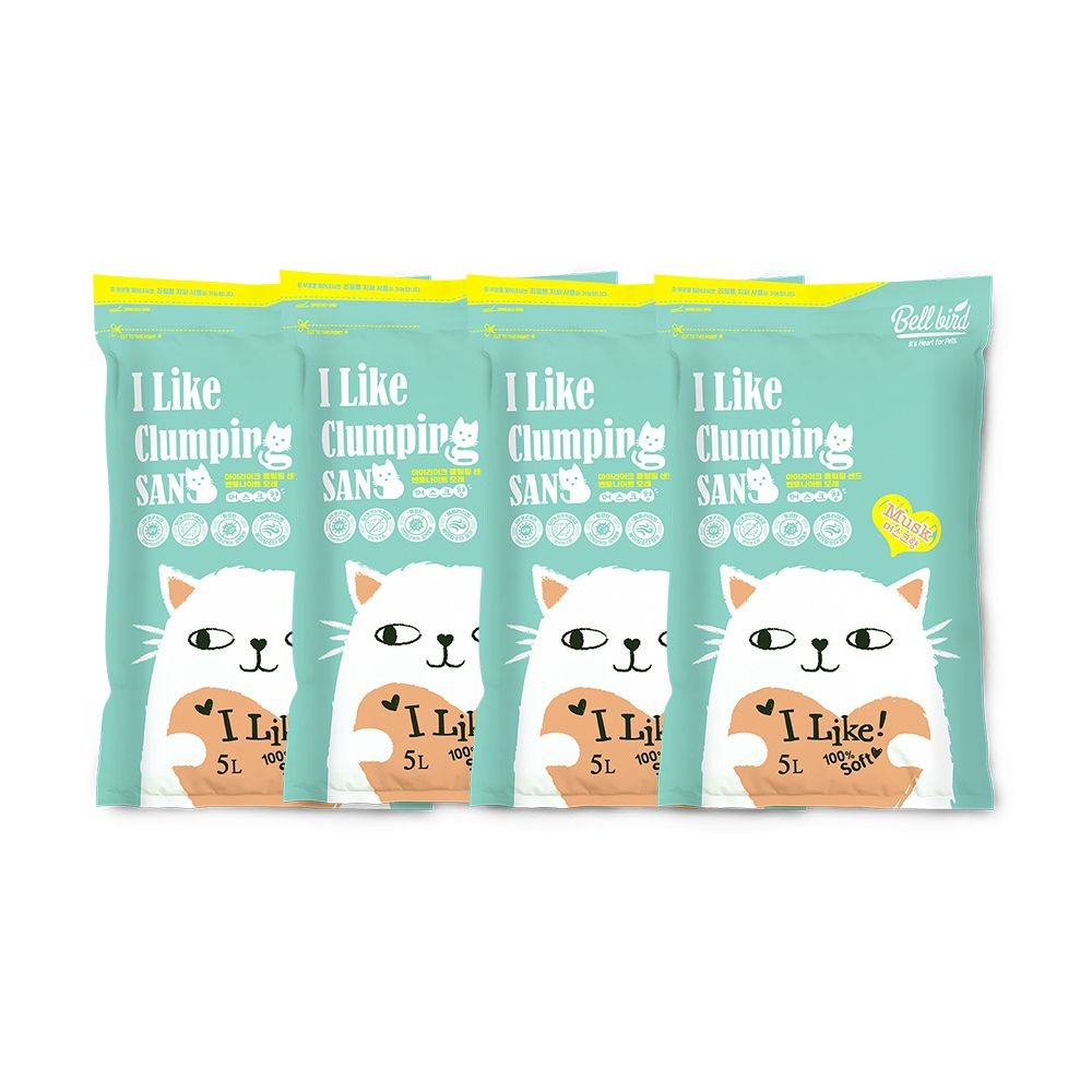 펫클럽 (현대Hmall) 벨버드 아이라이크 클럼핑 고양이 벤토나이트 모래 머스크향 5L x 4개