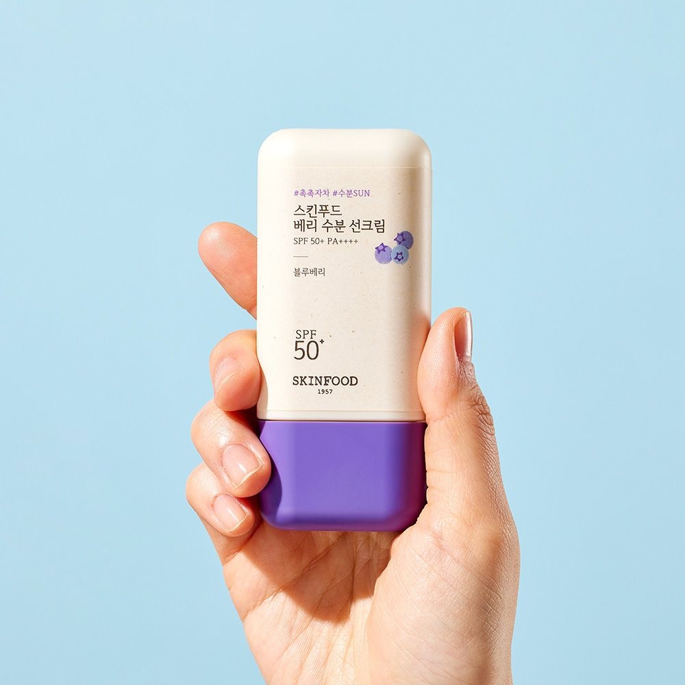 스킨푸드 [유기자차] 베리 수분 선크림 50ml+[증정] 블루캐모마일 겔마스크 2매