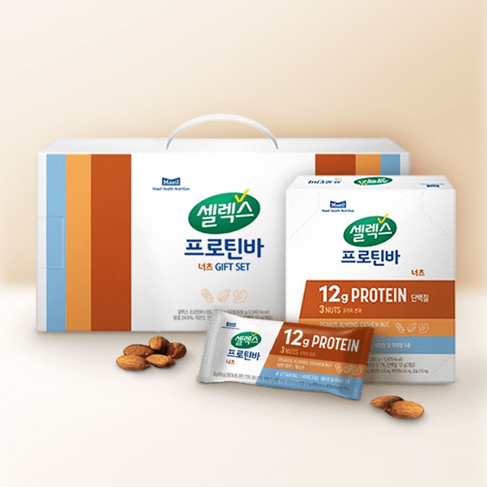 [온누리상품] 셀렉스 코어프로틴 너츠바 선물세트 50g 12입