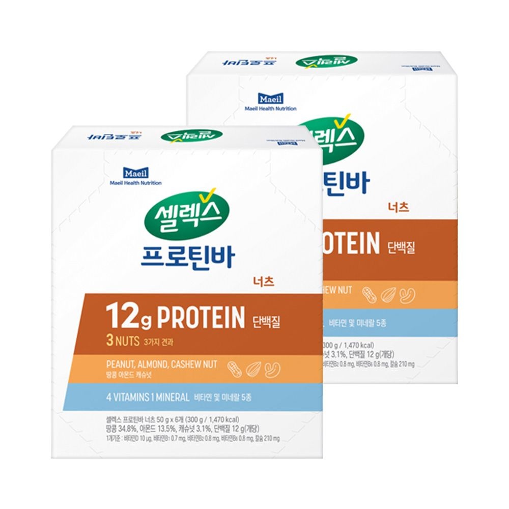 [온누리상품] 셀렉스 코어프로틴 단백질 너츠바 50g 12입 (6입 2박스)
