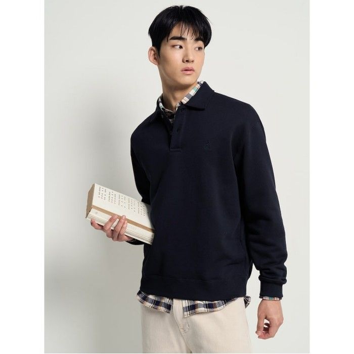 [26SS 30%OFF] 솔리드 칼라넥 스웨트 셔츠 네이비 BC6141C54R