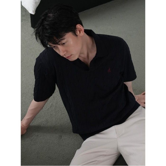 [26SS 30%OFF] [빈폴솔솔니트] 케이블 칼라넥 니트 네이비 BC6251C40R