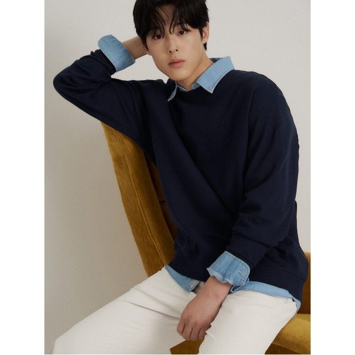 [26SS 30%OFF] 텍스처 라운드넥 긴소매 티셔츠 네이비 BC6241C65R