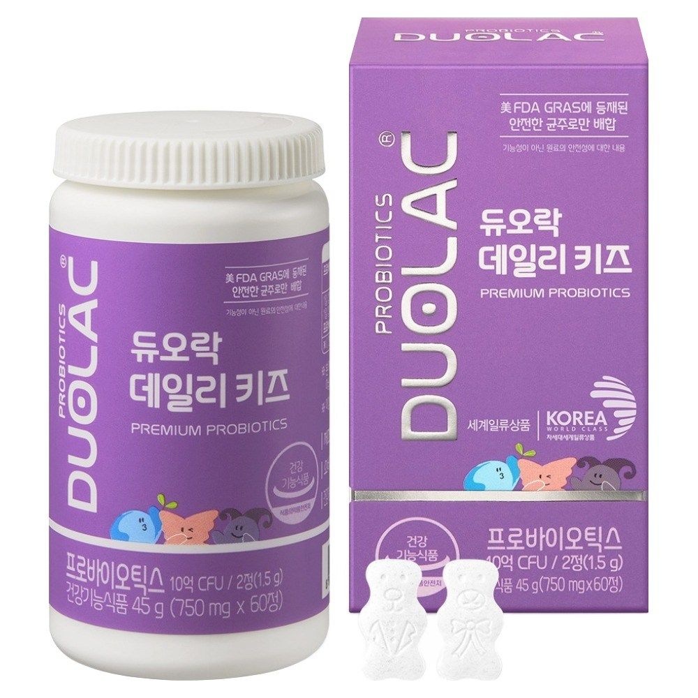 듀오락 데일리키즈 츄어블 어린이 유산균 60정 1개