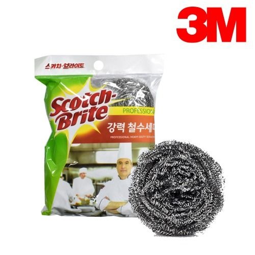 3M 스카치브라이트 강력 철 수세미 5입 불판 석쇠 솥 찌든때 다용도 주방 설거지 청소