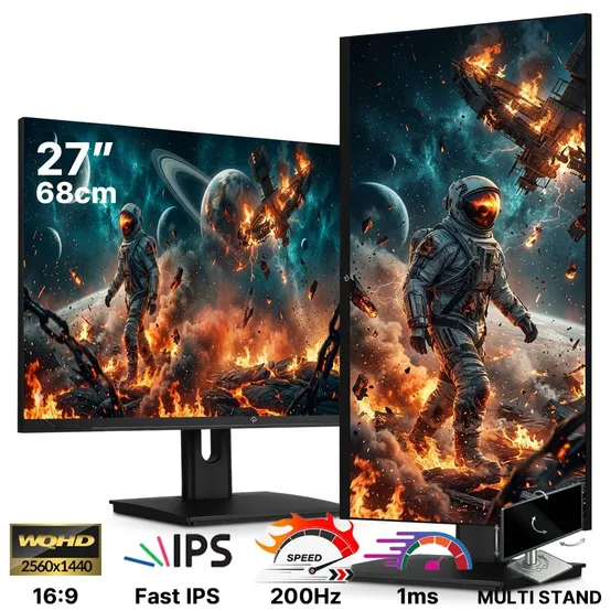 본사 ARKCELL 27QAF80CE EVO 블랙 일반 IPS 27 QHD 200Hz 멀티스탠드