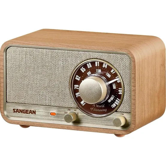 산진 미니 블루투스 라디오 스피커 레트로 아날로그 휴대용 AM FM 캠핑용 WR-8J