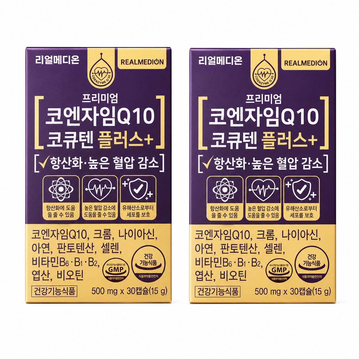 리얼메디 코엔자임Q10 코큐텐 플러스 500mg 30캡슐 (4개)