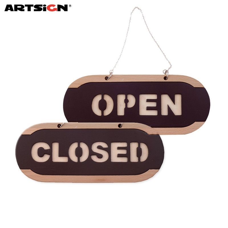 [오늘출고] 아트사인 OPEN표지판6702 OPEN/CLOSED(우드)소 21.8x9