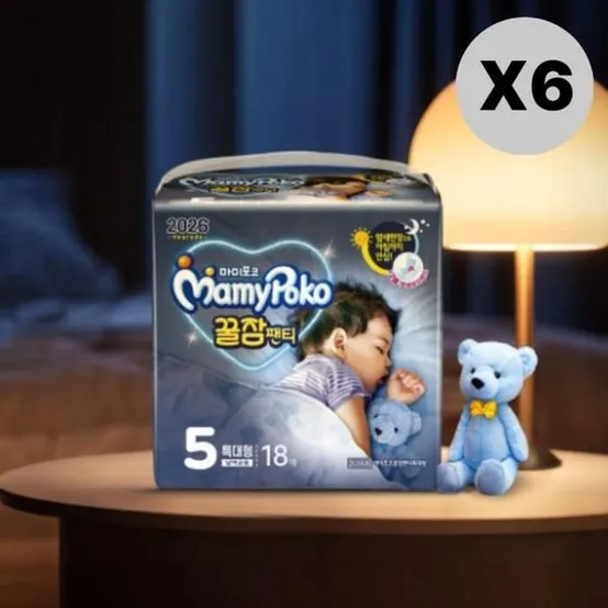 마미포코 기저귀 밤 꿀잠팬티 특대형 공용 18P 6팩