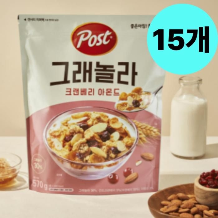 [동서식품(주)]포스트 그래놀라 크랜베리 아몬드 시리얼 570g X 15