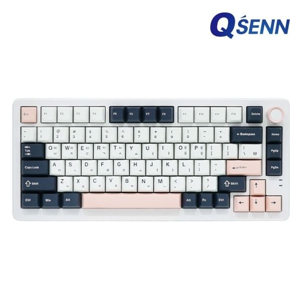 QSENN 유.무선.블루투스 기계식 미니키보드 Q75 PBT 풀윤활 가스켓 화이트오테뮤 저소음 피치축 V3 4053683