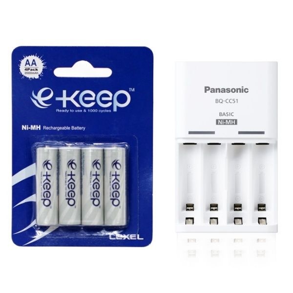 LEXEL BATTERY 렉셀 e-keep 2000mAhAA형4알 + 충전기 BQ-CC51K 4053967