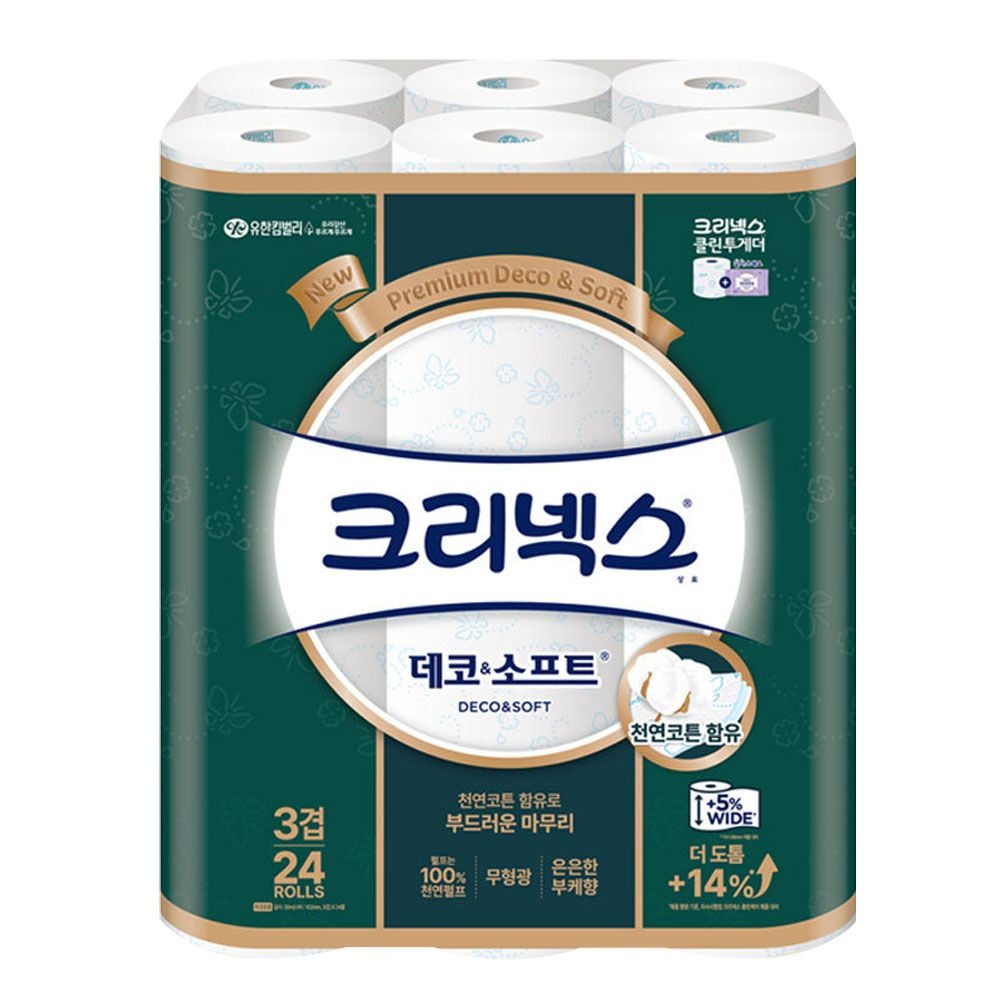 크리넥스 데코소프트 와이드 3겹 (지폭102mm) 30m 24롤