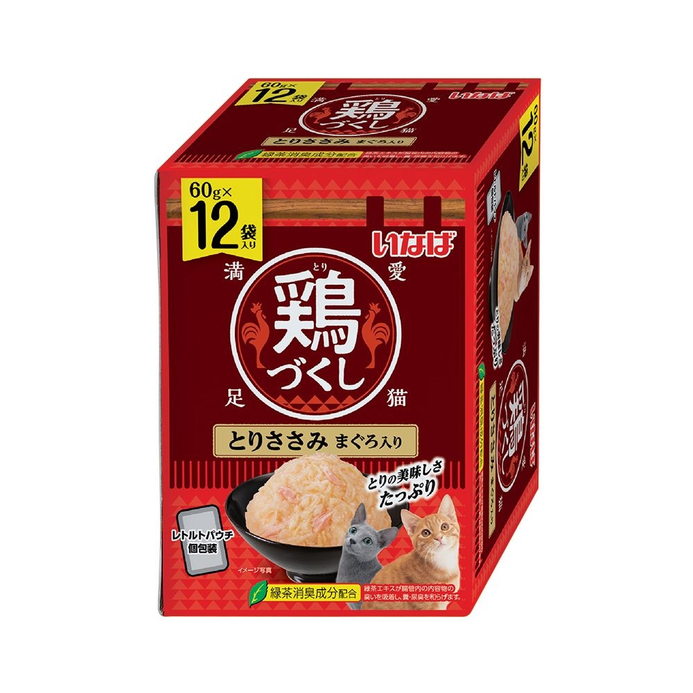 이나바 챠오 치킨가득 파우치 60g 닭가슴살+참치 12개입 고양이간식