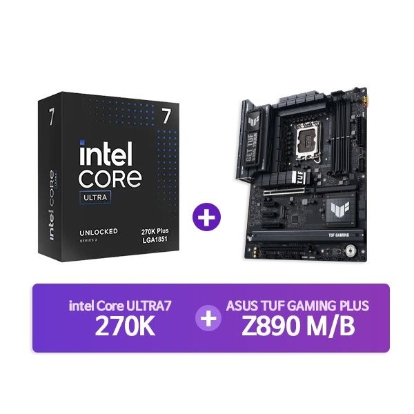 UnKnown INTEL Ultra7 프로세서 270K Plus 박스 + ASUS TUF GAMING Z890-PLUS WIFI 코잇 결합 4045167