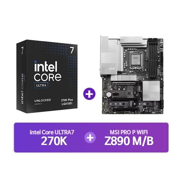 INTEL Ultra7 프로세서 270K 박스 + MSI PRO Z890-P WIFI 결합 4045175
